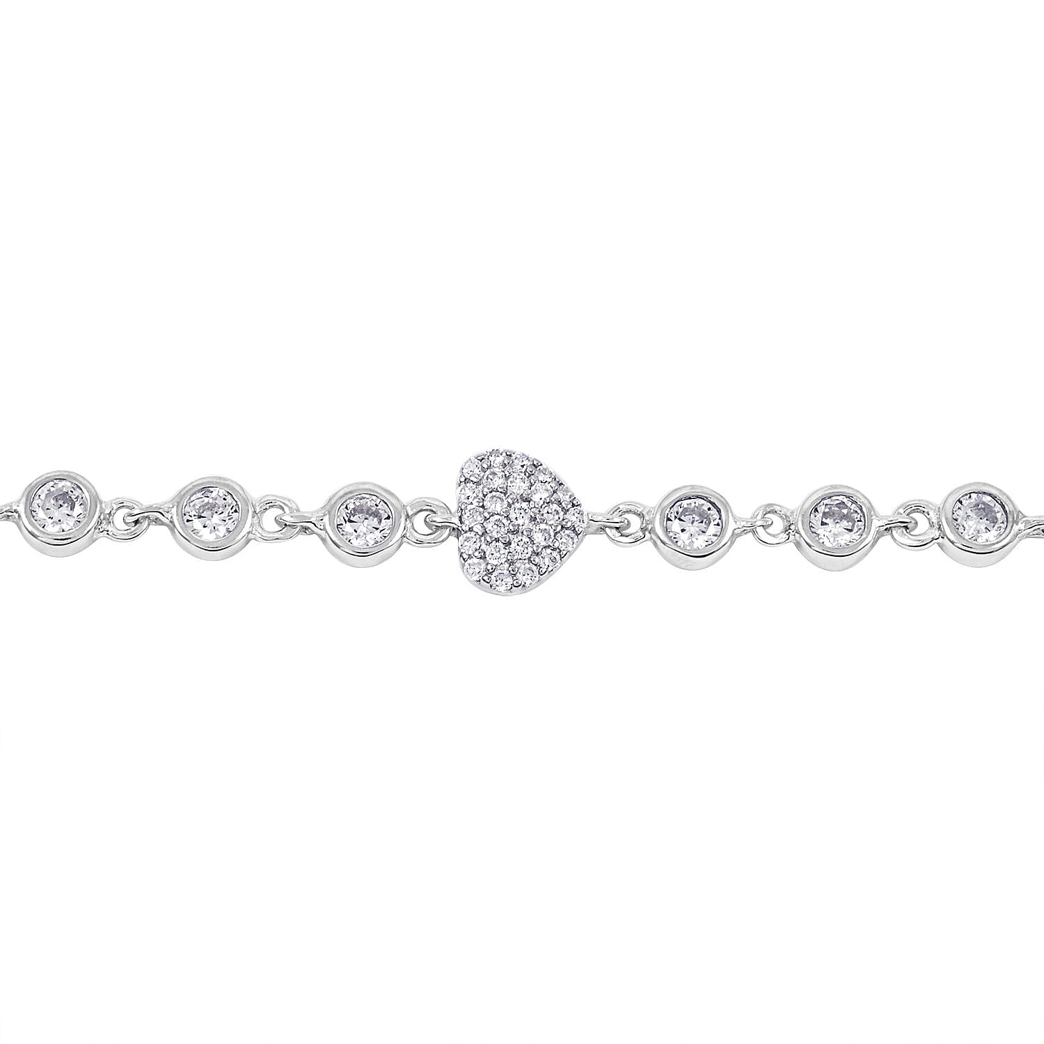 Elanza Simulated Diamond (1.12 Ct) Sterling Silver Bracelet (Size 6.75 Adjustable) 1.12 ctw