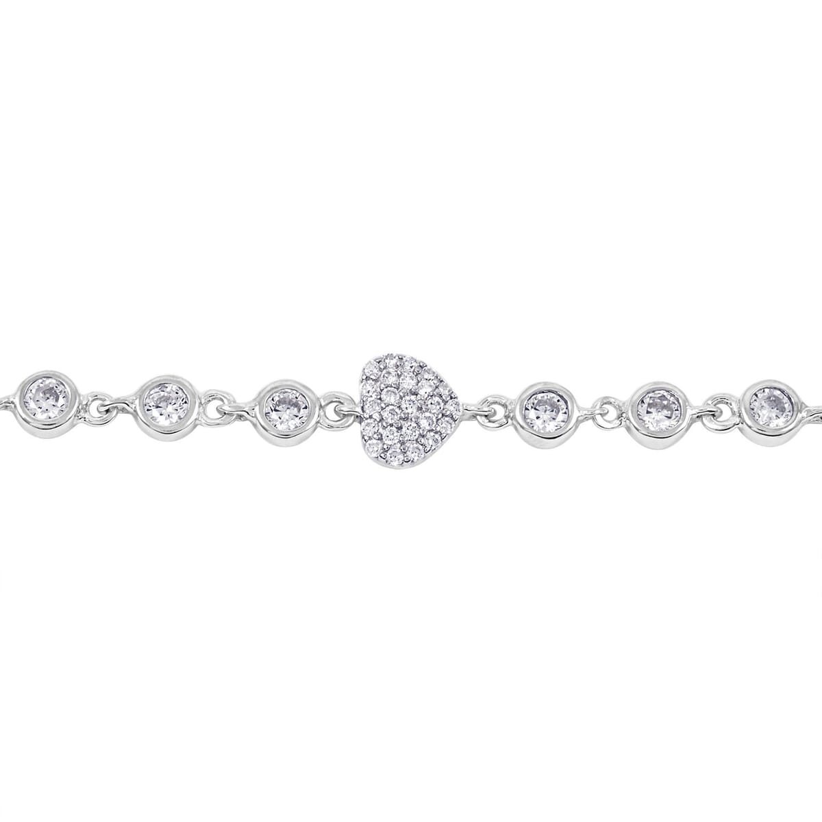Elanza Simulated Diamond (1.12 Ct) Sterling Silver Bracelet (Size 6.75 Adjustable) 1.12 ctw image number 4