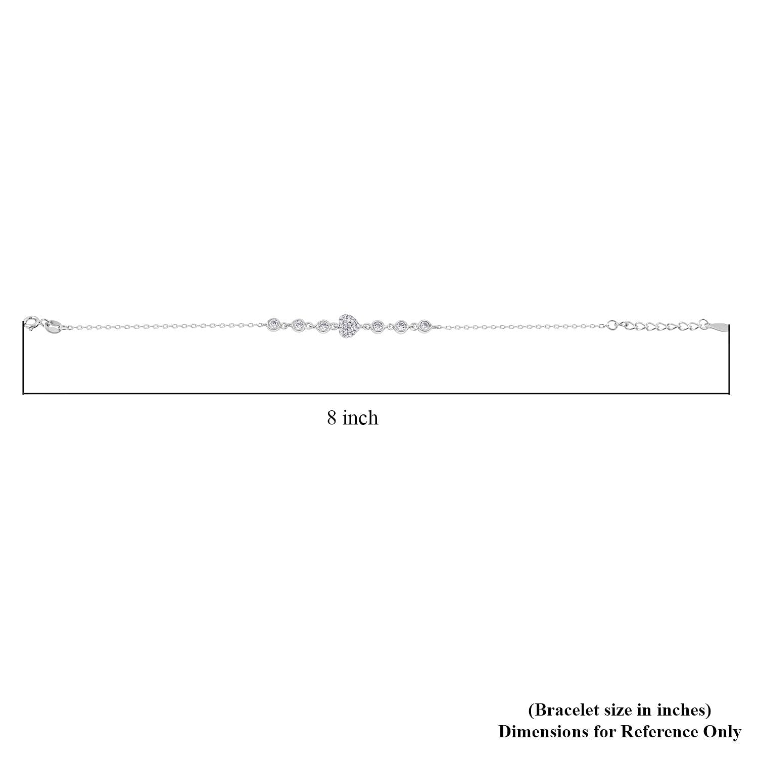 Elanza Simulated Diamond (1.12 Ct) Sterling Silver Bracelet (Size 6.75 Adjustable) 1.12 ctw