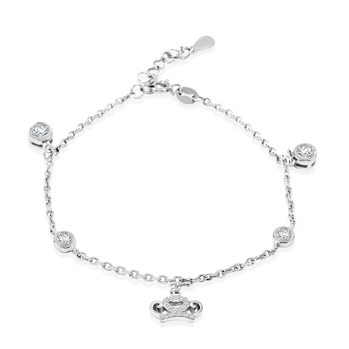 Elanza Simulated Diamond (1.06 Ct) Sterling Silver Bracelet (Size 7 Adjustable) 1.06 ctw image number 0