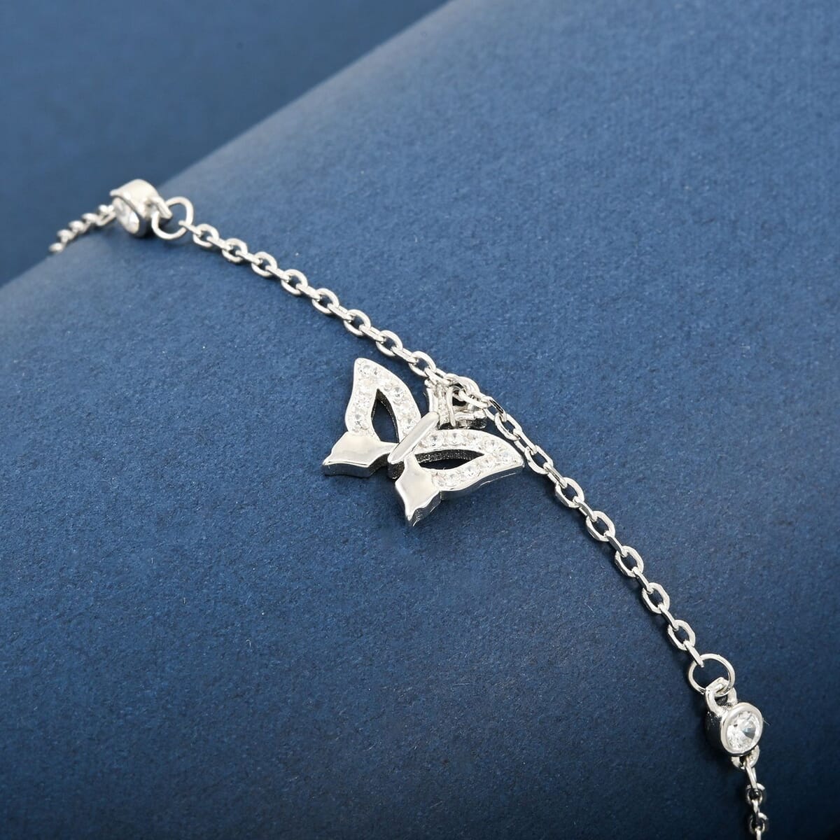 Elanza Simulated Diamond (0.60 Ct) Sterling Silver Bracelet (Size 7 Adjustable) 0.60 ctw image number 1