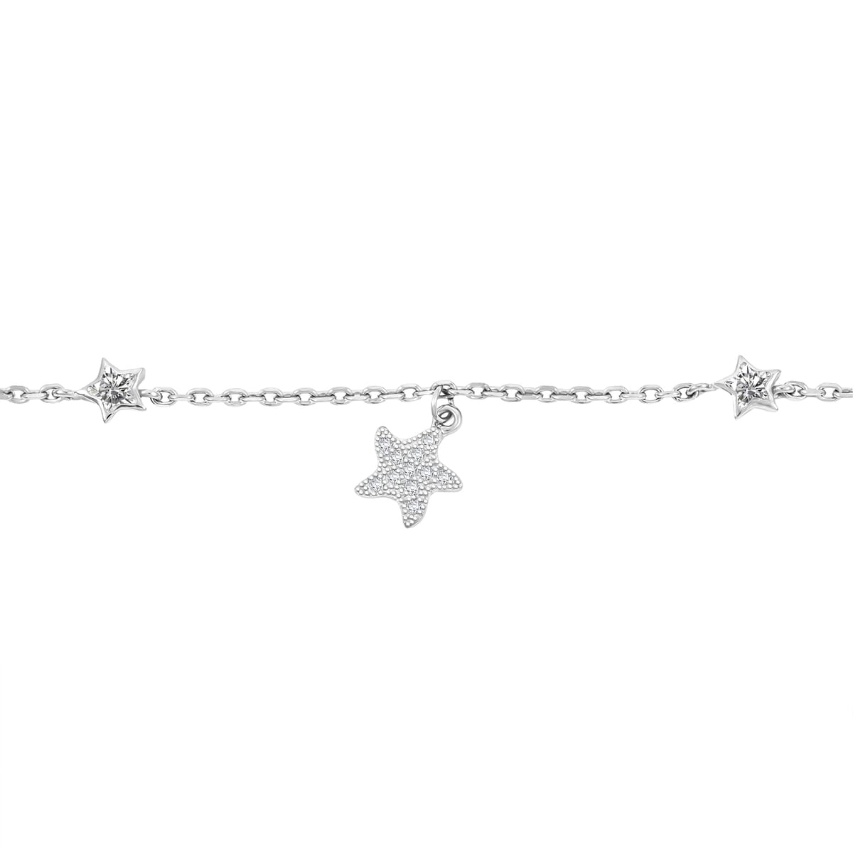 Elanza Simulated Diamond (1.19 Ct) Sterling Silver Bracelet (Size 7 Adjustable) 1.19 ctw image number 2