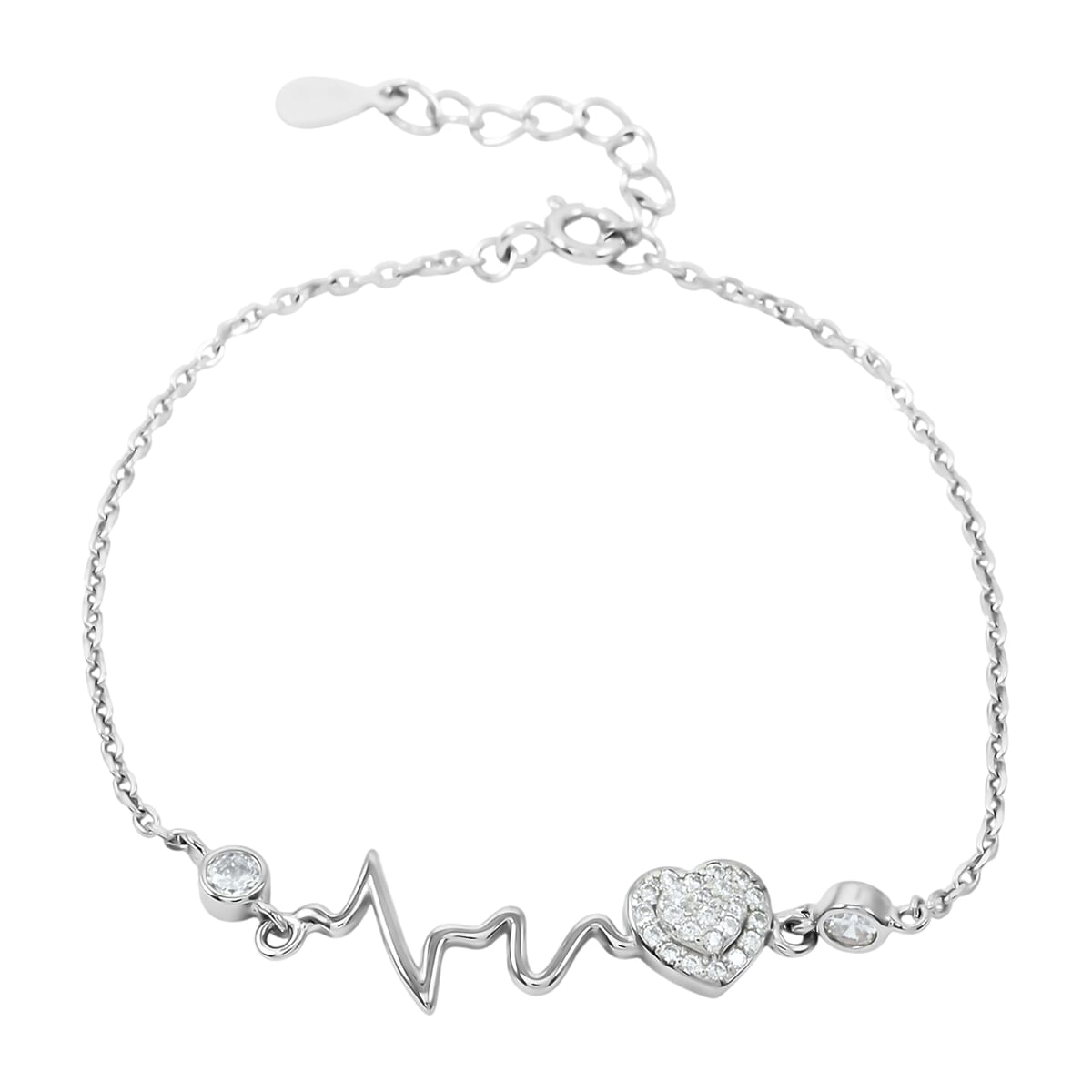Elanza Simulated Diamond (0.66 Ct) Sterling Silver Bracelet (Size 6.5 Adjustable) 0.66 ctw image number 0