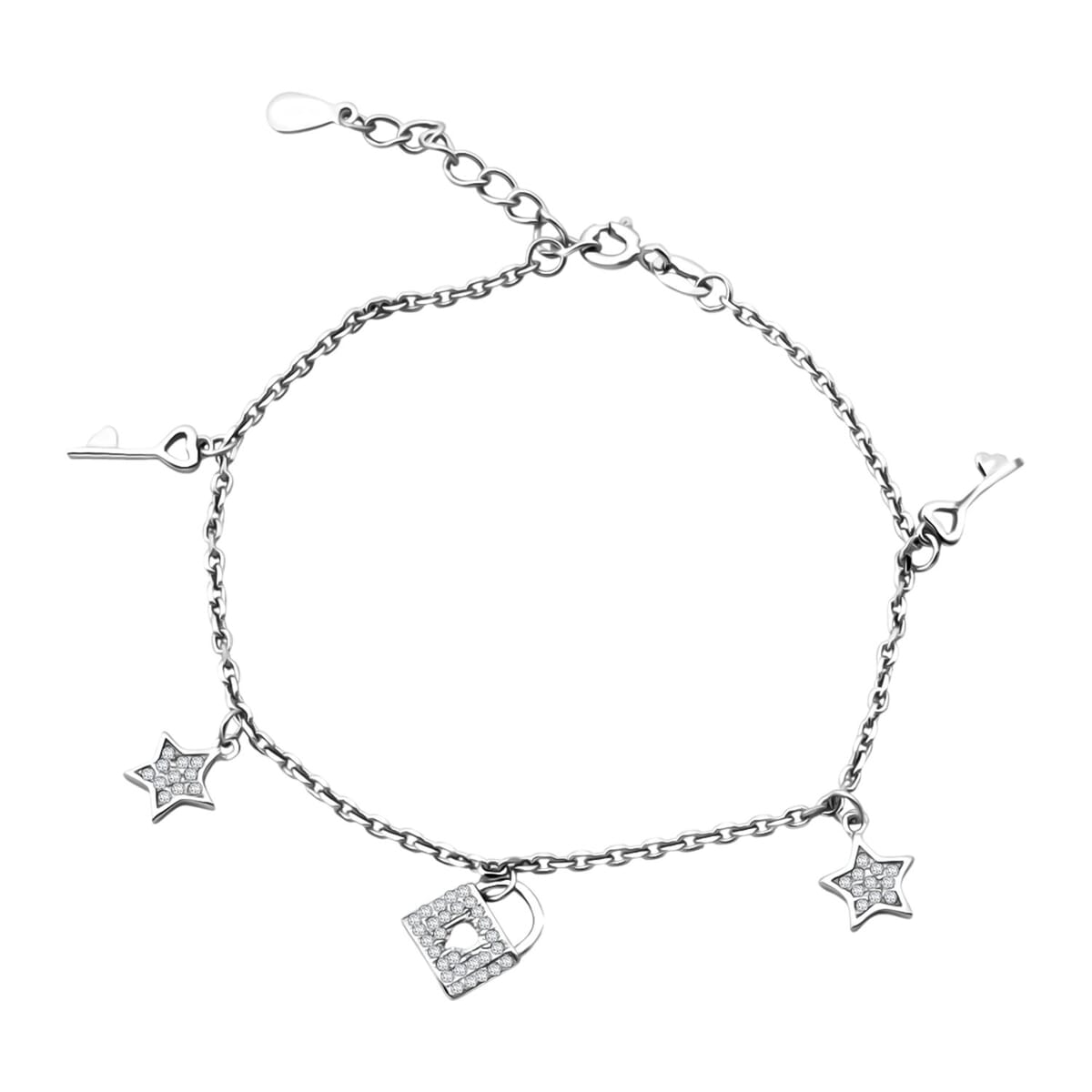 Elanza Simulated Diamond (0.74 Ct) Sterling Silver Bracelet (Size 7 Adjustable) 0.74 ctw image number 0