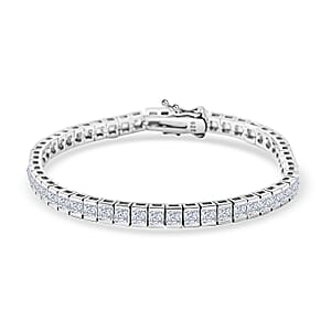 Elanza Simulated Diamond (26.50 Ct) Sterling Silver Bracelet (Size 7.00 In) 26.50 ctw