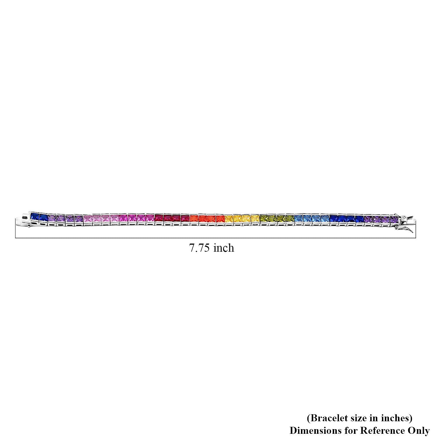 Elanza Multi Color CZ Sterling Silver Bracelet (7.50 in)  16.80 ctw