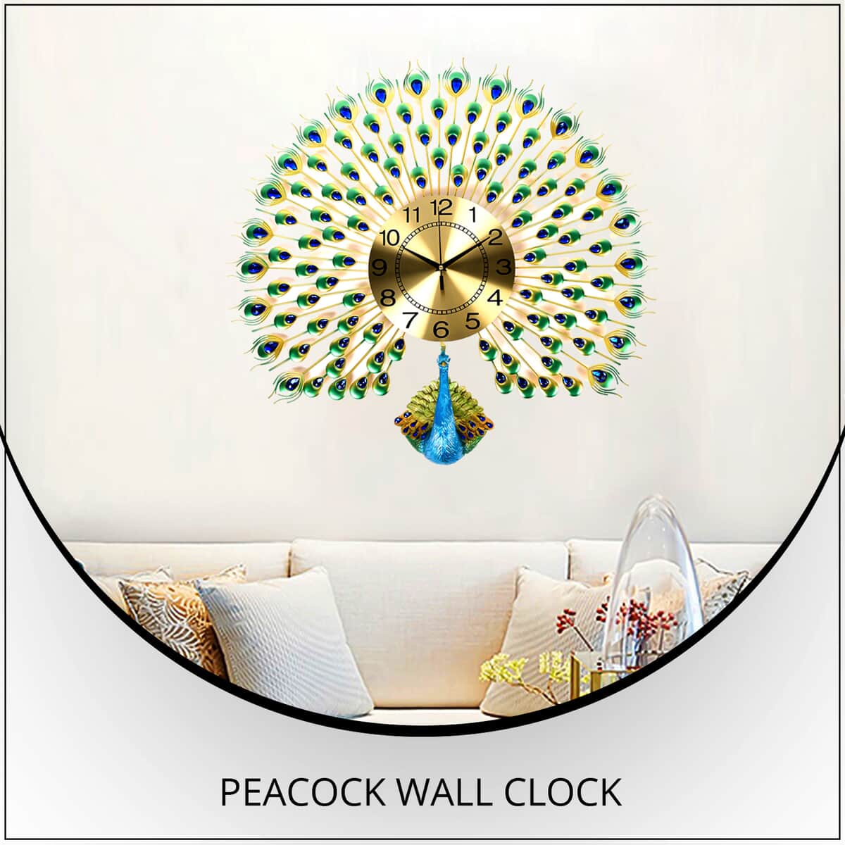 Peacock Wall Clock (2'2ft x 2'2ft) image number 1