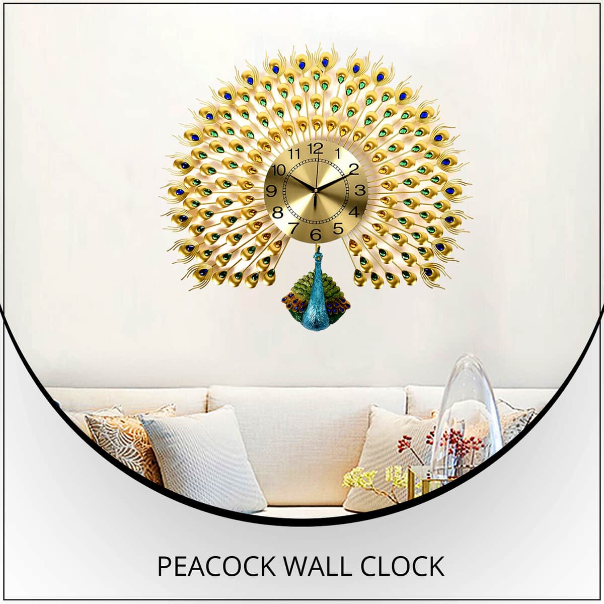 Peacock Wall Clock (Requires AA Battery) image number 1