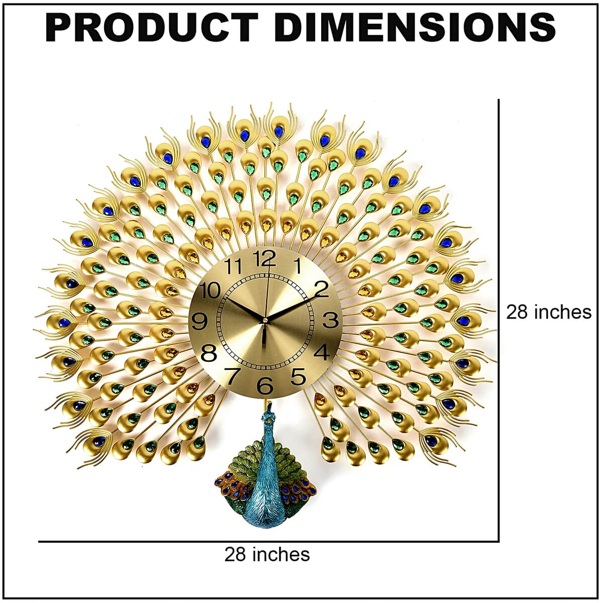Peacock Wall Clock (Requires AA Battery) image number 3