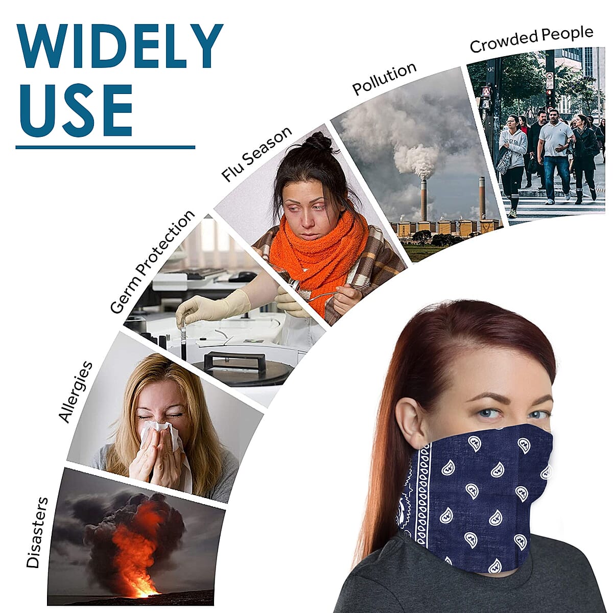 Set of 5 Multi Color Paisley Pattern Bandanas image number 4