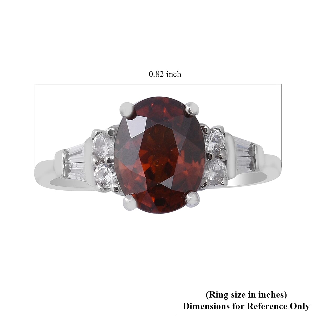 TUCSON Show Cambodian Red Zircon and Natural White Zircon Ring in Platinum Over Sterling Silver (Size 10.0) 3.35 ctw