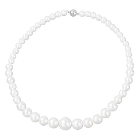 White Shell Pearl Beaded Necklace 20 Inches in Silvertone Magnetic Clasp image number 0
