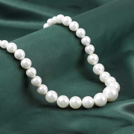 White Shell Pearl Beaded Necklace 20 Inches in Silvertone Magnetic Clasp image number 1