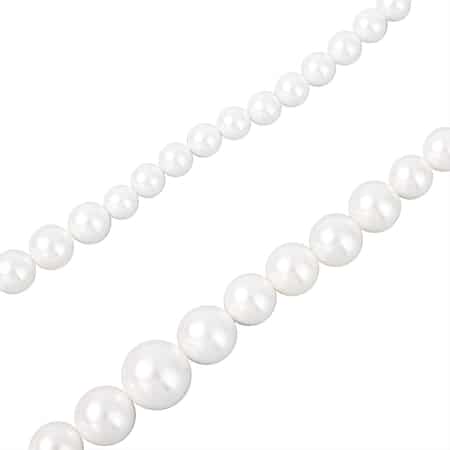 White Shell Pearl Beaded Necklace 20 Inches in Silvertone Magnetic Clasp image number 2