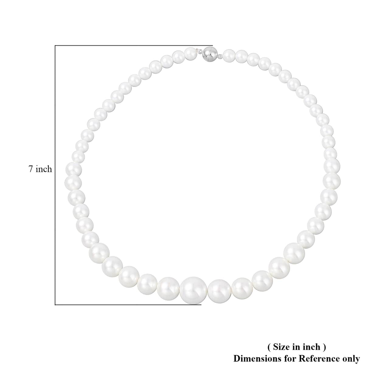 White Shell Pearl Beaded Necklace 20 Inches in Silvertone Magnetic Clasp image number 4