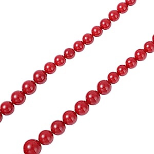 Coral Color Shell Pearl Necklace 20 Inches in Silvertone Magnetic Clasp