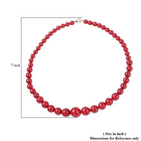 Coral Color Shell Pearl Beaded Necklace 20 Inches in Silvertone Magnetic Clasp image number 4