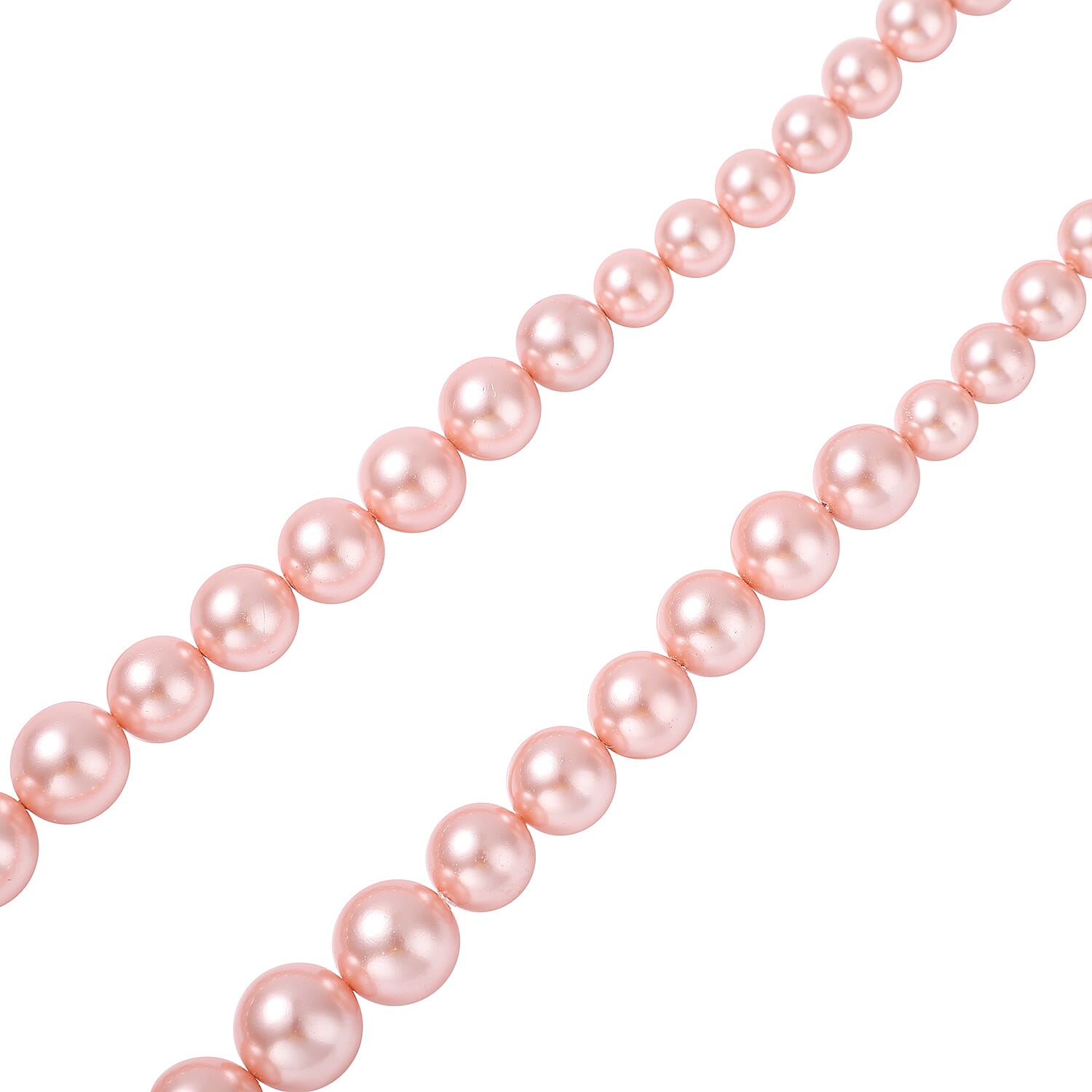 Pink Shell Pearl Beaded Necklace 20 Inches in Silvertone Magnetic Clasp