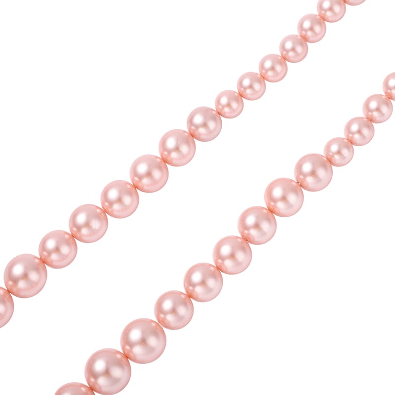 Pink Shell Pearl Beaded Necklace 20 Inches in Silvertone Magnetic Clasp