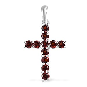 1.50 ctw Mozambique Garnet Cross Pendant in Sterling Silver