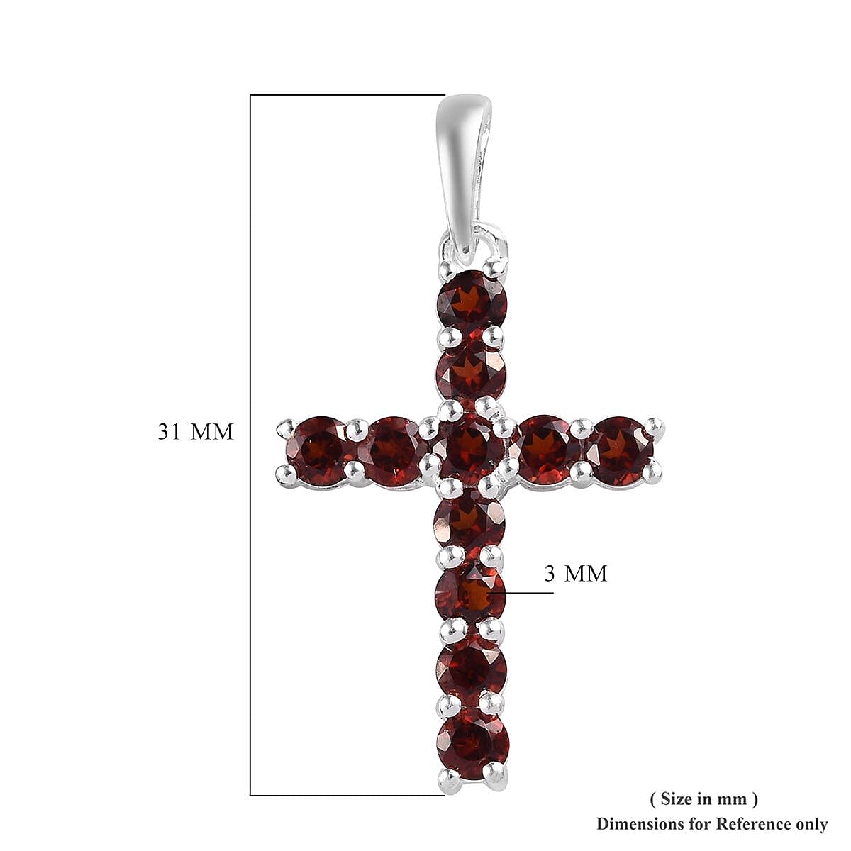 1.50 ctw Mozambique Garnet Cross Pendant in Sterling Silver image number 4