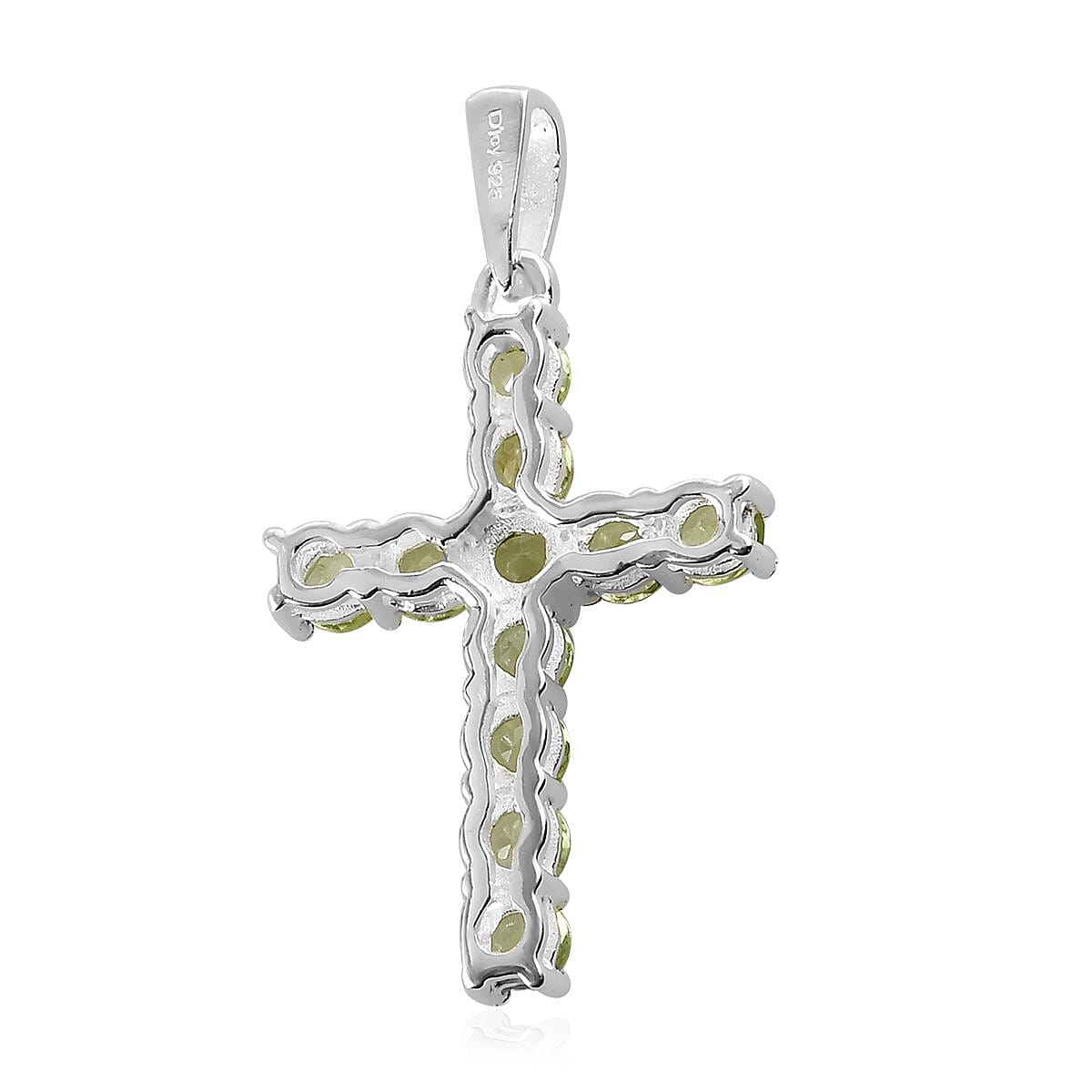 Peridot Cross Pendant in Sterling Silver 1.00 ctw image number 4
