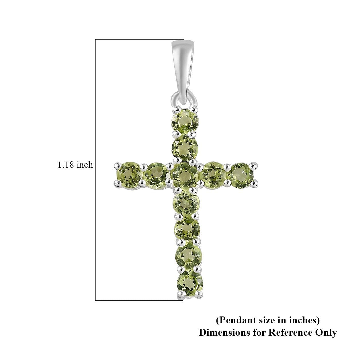 Peridot Cross Pendant in Sterling Silver 1.00 ctw image number 5