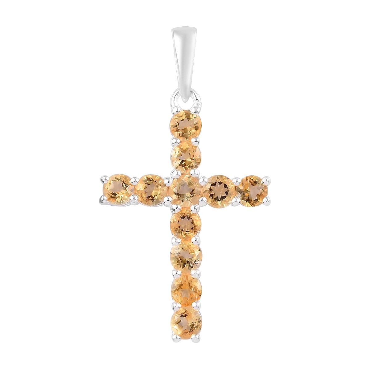 Brazilian Citrine Cross Pendant in Sterling Silver 0.90 ctw
