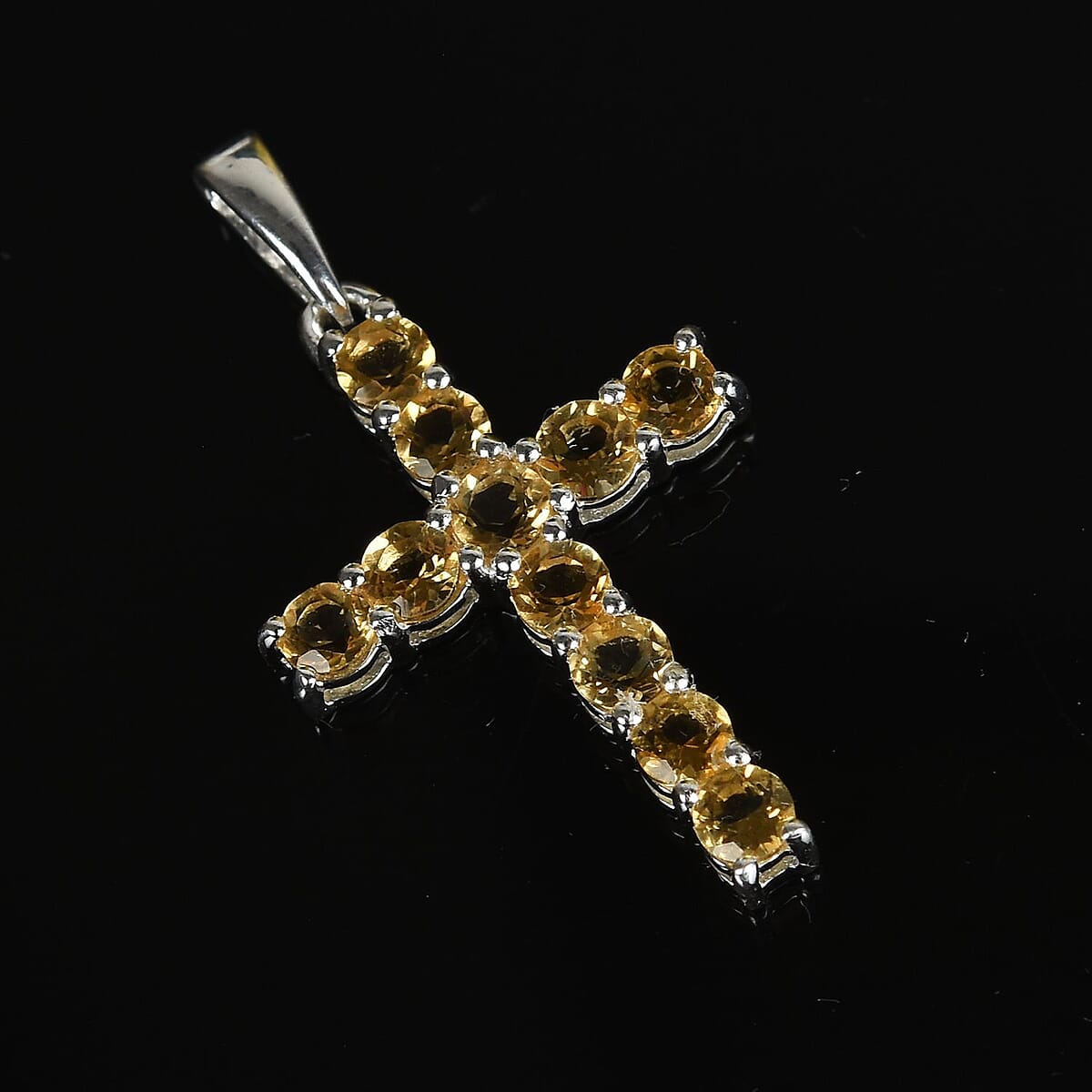 Brazilian Citrine Cross Pendant in Sterling Silver 0.90 ctw image number 1