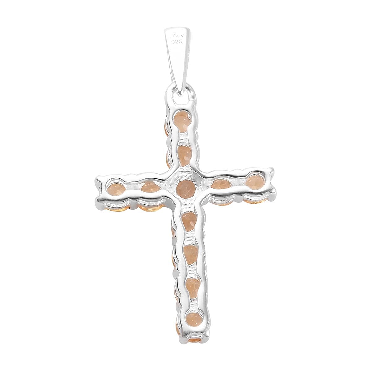 Brazilian Citrine Cross Pendant in Sterling Silver 0.90 ctw