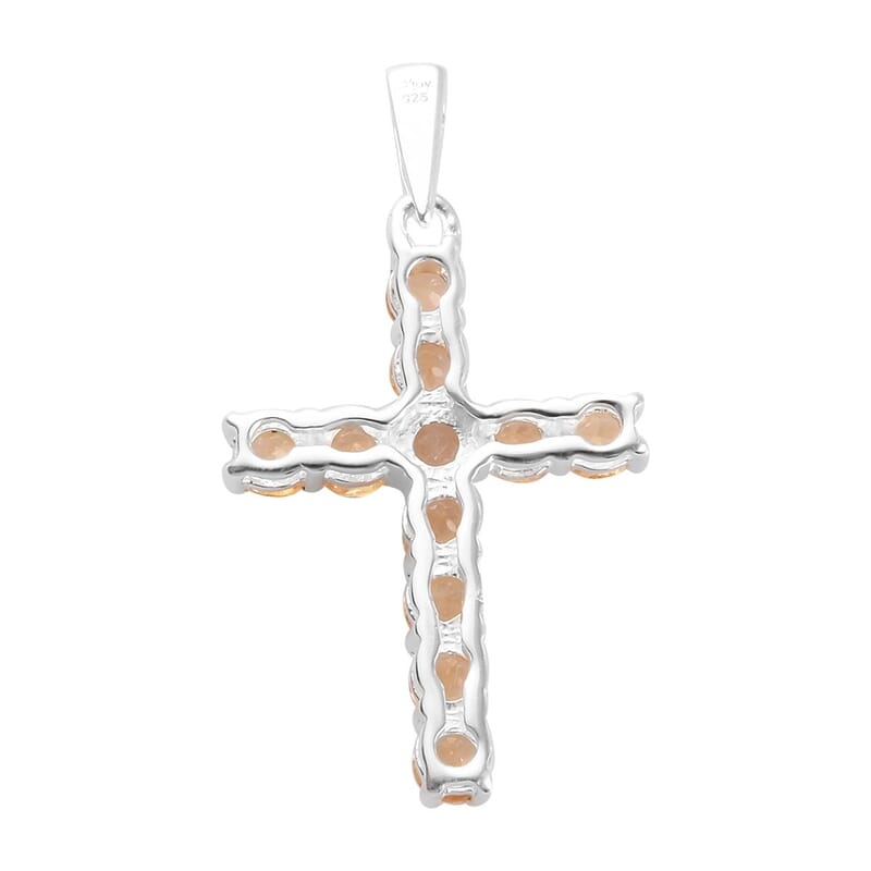 Brazilian Citrine Cross Pendant in Sterling Silver 0.90 ctw