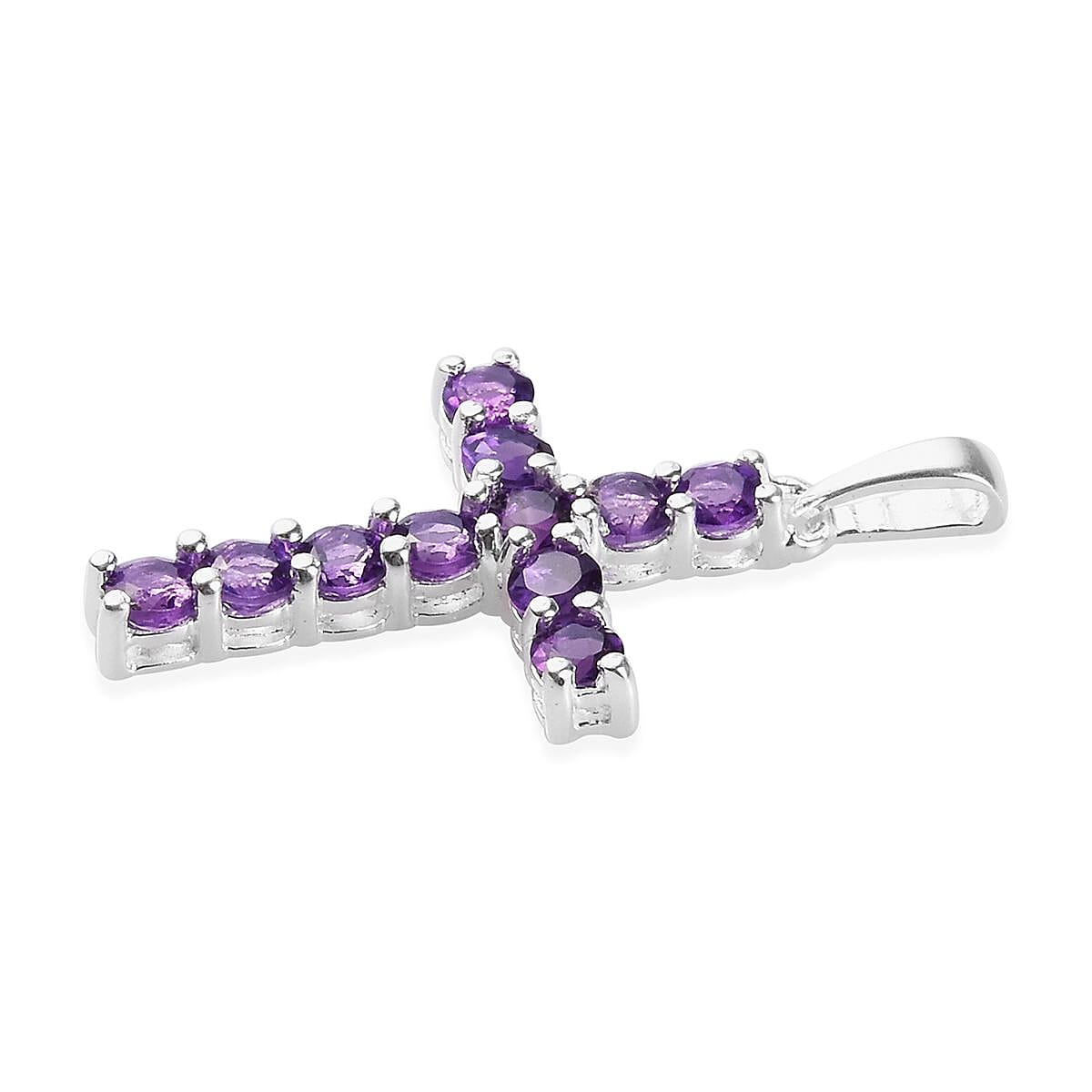 Amethyst Cross Pendant in Sterling Silver 0.90 ctw image number 2