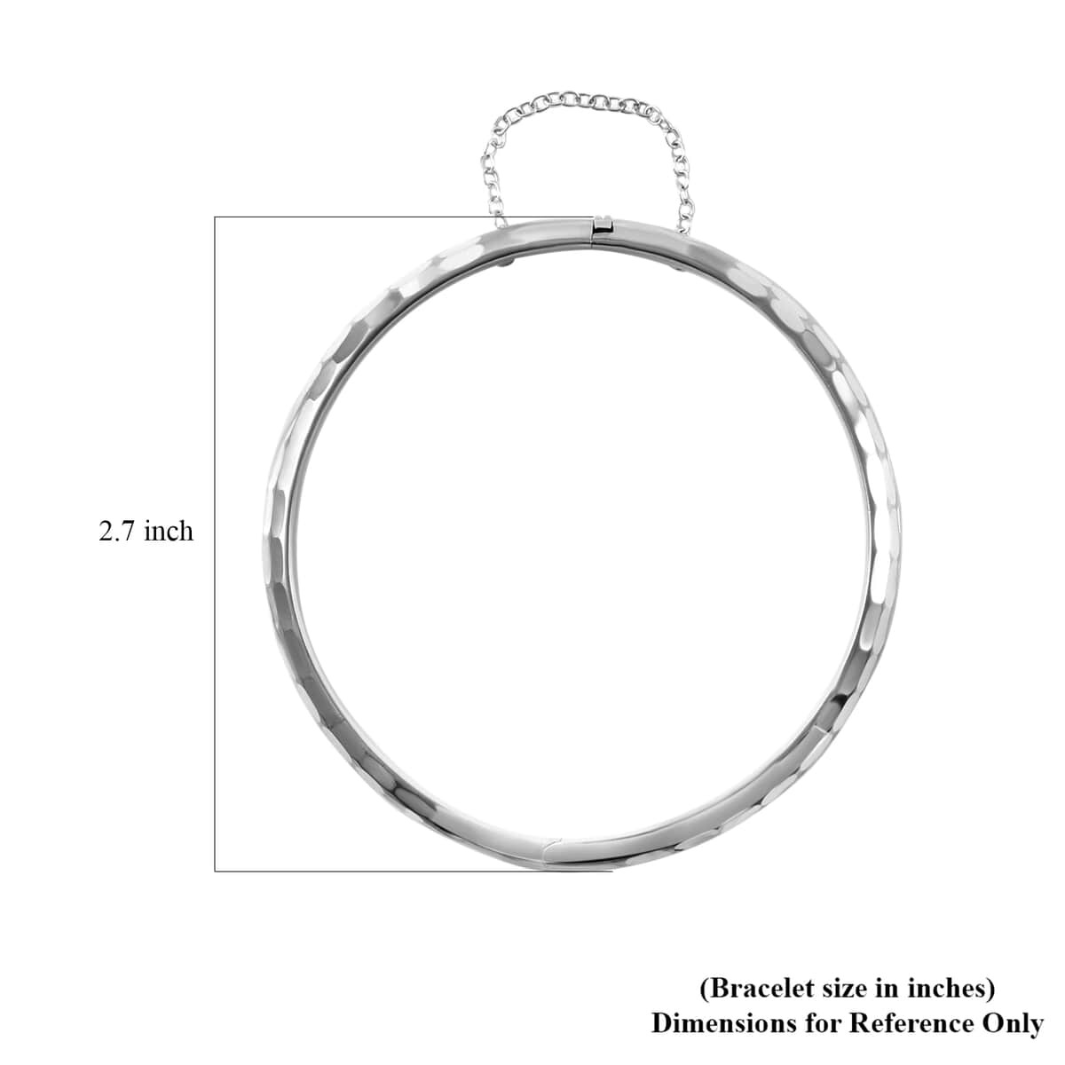 Bangle Bracelet in Sterling Silver, Textured Bangle, Silver Bracelet (8.00 In) 7.80 Grams image number 3