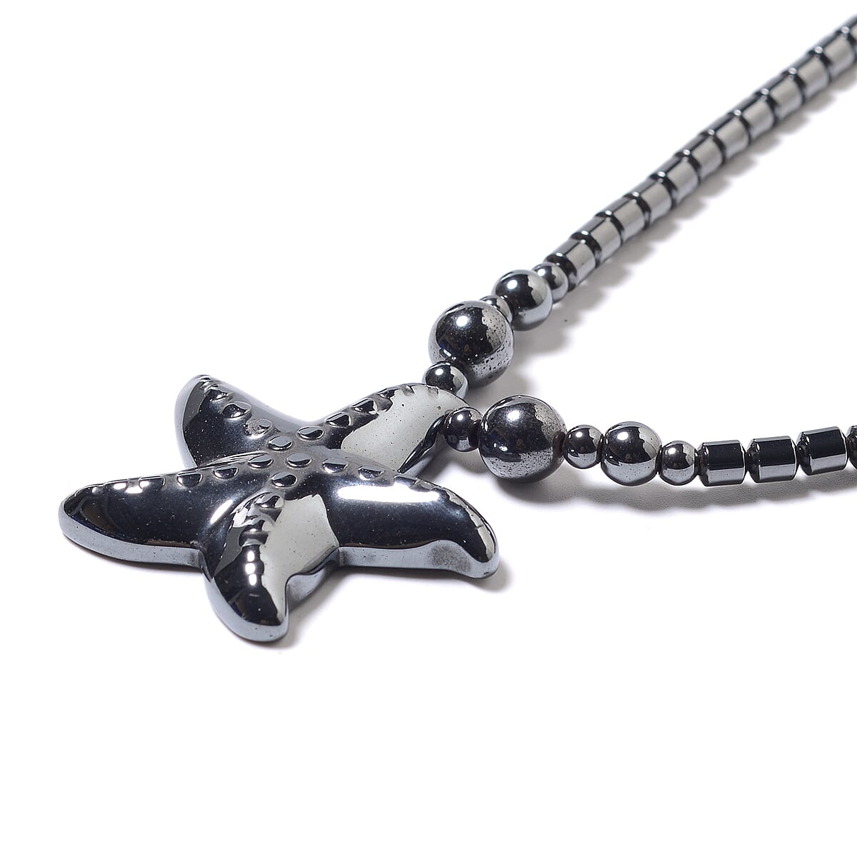 Magnetic by Design Hematite Beaded Necklace 20 Inches with Starfish Pendant in Stainless Steel image number 2
