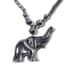 Hematite Beaded Necklace 20 Inches with Elephant Pendant in Stainless Steel image number 2