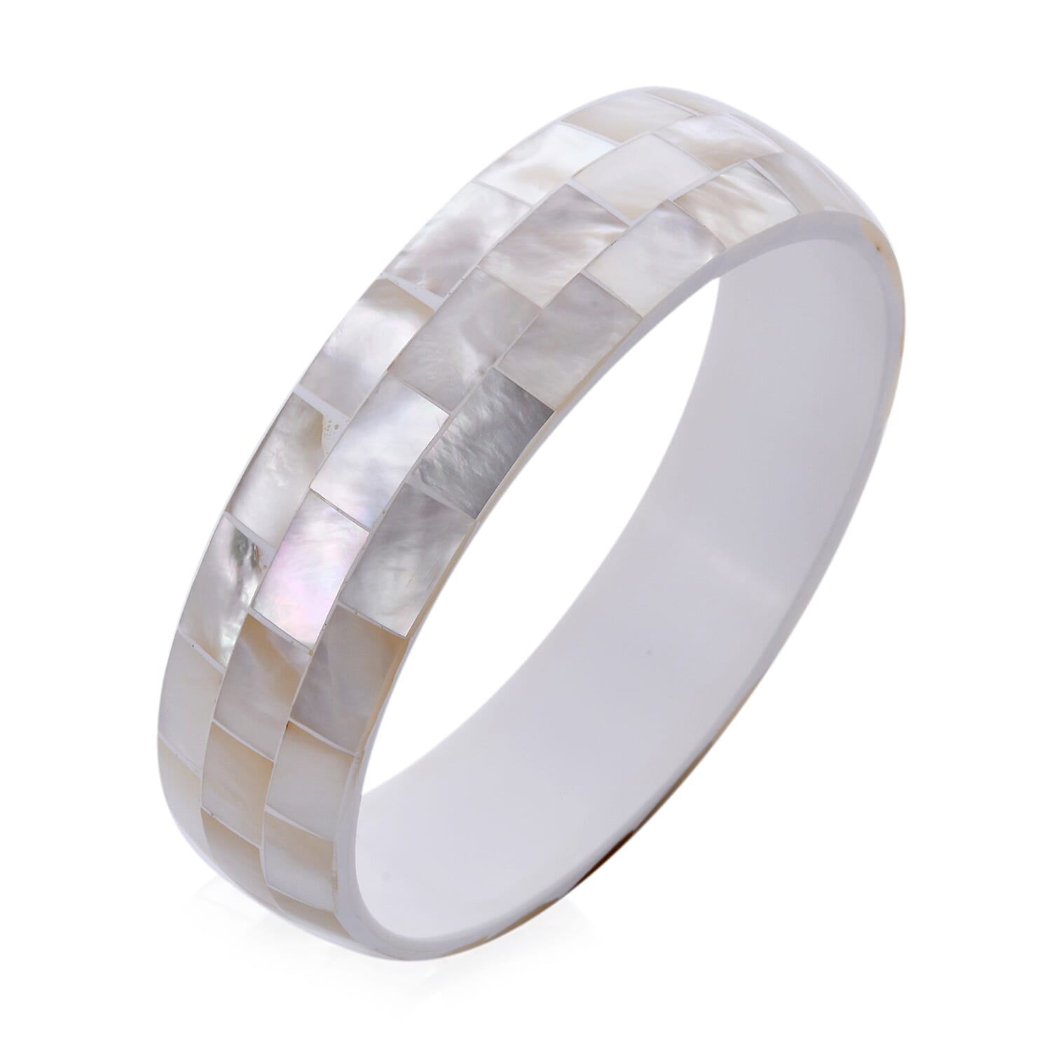 Mother of Pearl Inlay and Chroma Bangle Bracelet (7.5 Inches)