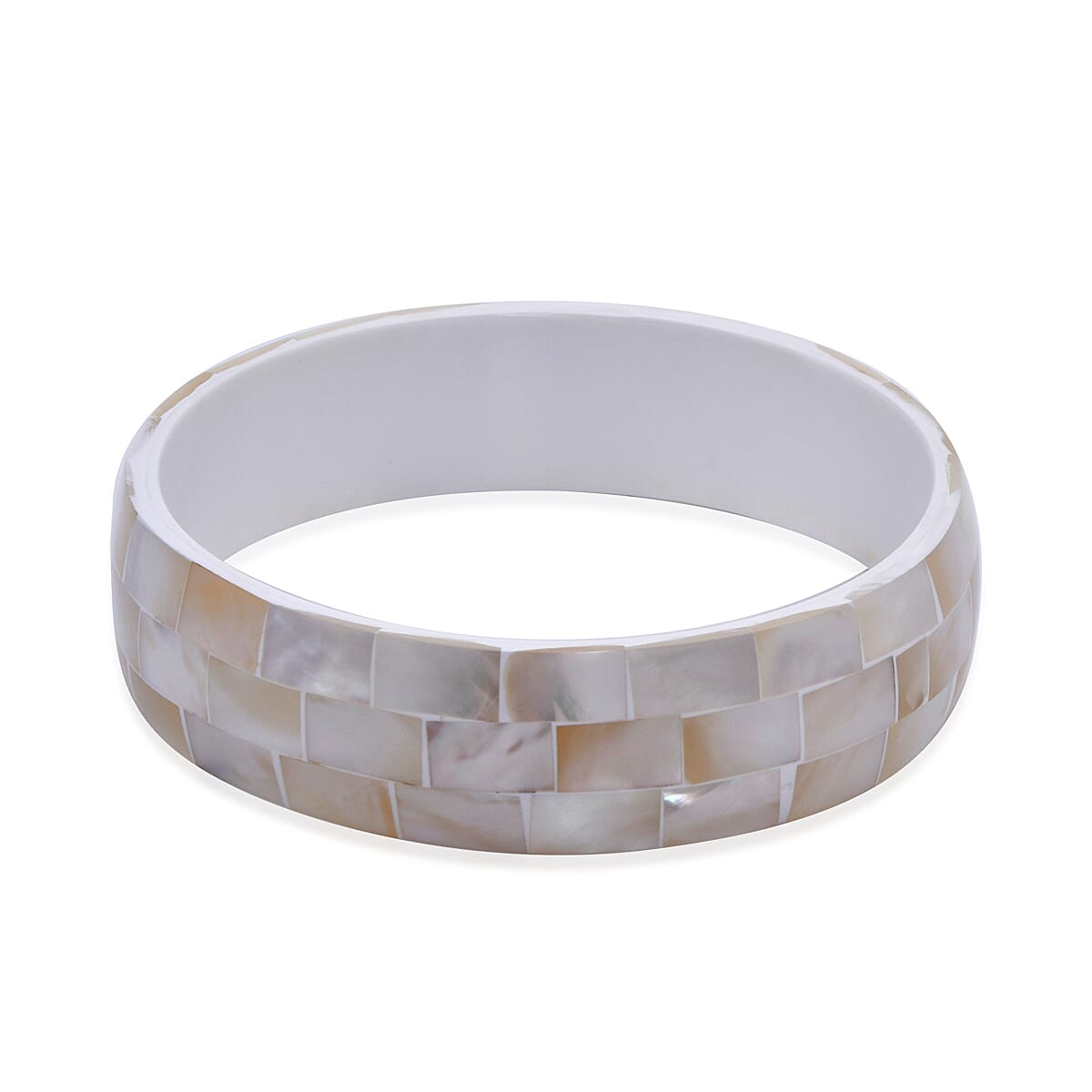 Mother of Pearl Inlay and Chroma Bangle Bracelet (7.5 Inches)
