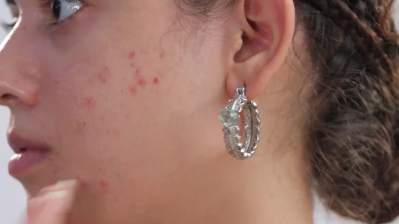 3.40 ctw Montezuma Prasiolite Earrings in Stainless Steel