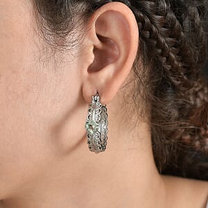EverTrue Montezuma Prasiolite 3.35 ctw Heart Hoop Earrings in Stainless Steel