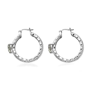 EverTrue Montezuma Prasiolite 3.35 ctw Heart Hoop Earrings in Stainless Steel