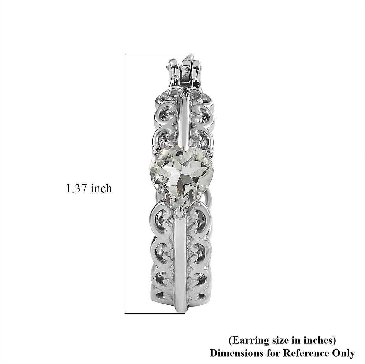 EverTrue Montezuma Prasiolite 3.35 ctw Heart Hoop Earrings in Stainless Steel