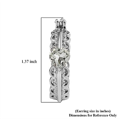 EverTrue Montezuma Prasiolite 3.35 ctw Heart Hoop Earrings in Stainless Steel