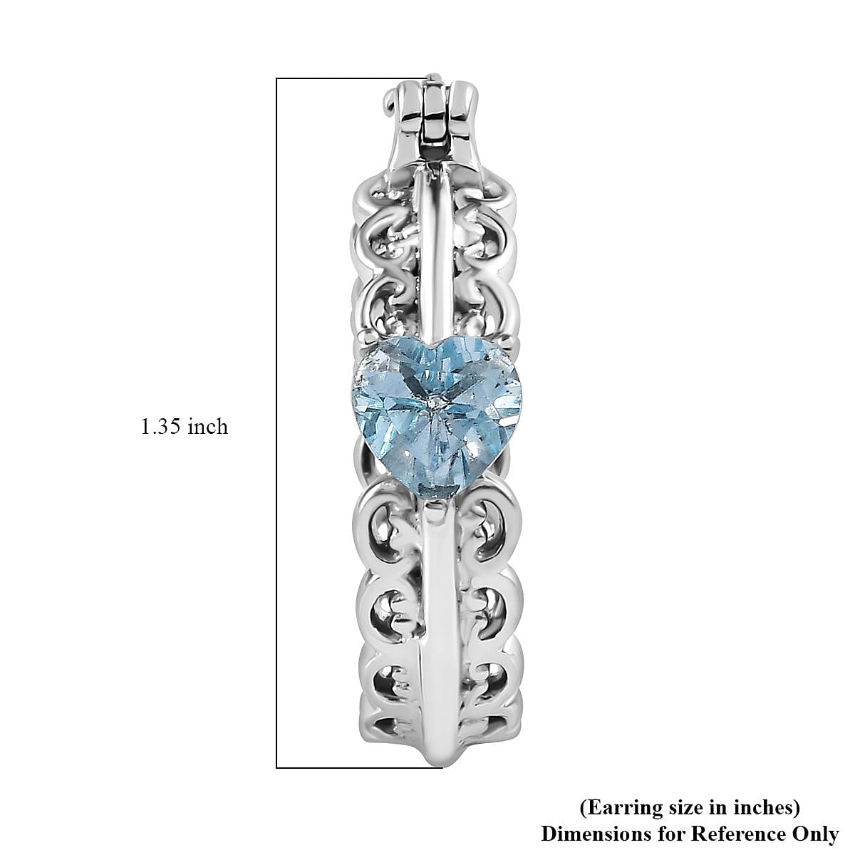 EverTrue Sky Blue Topaz 4.20 ctw Heart Hoop Earrings in Stainless Steel