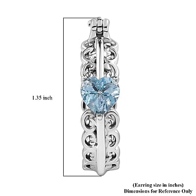 EverTrue Sky Blue Topaz 4.20 ctw Heart Hoop Earrings in Stainless Steel
