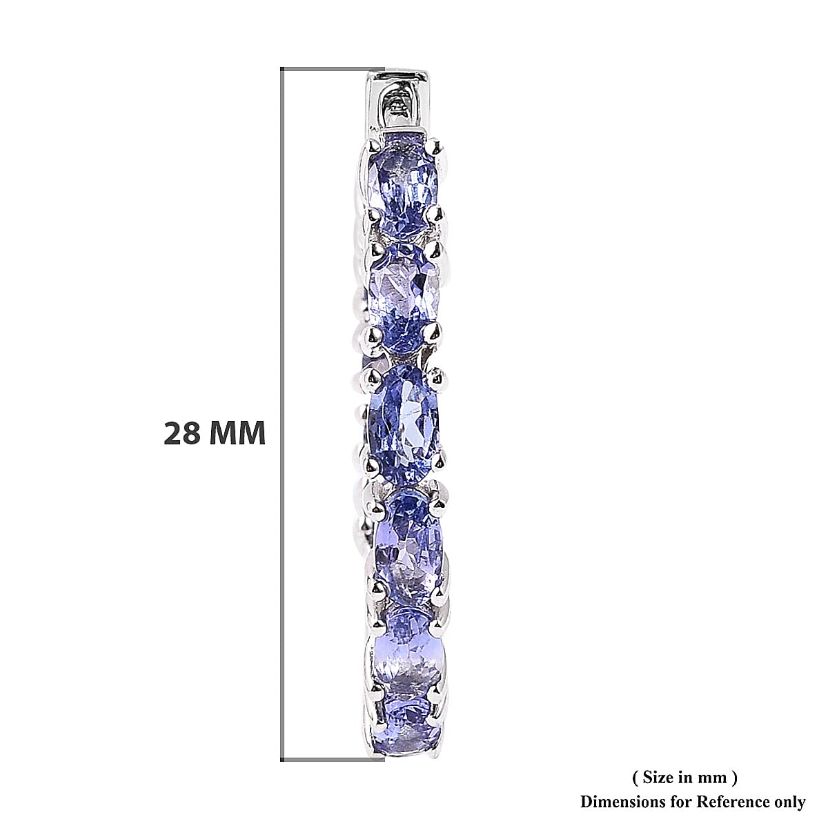 Tanzanite Inside Out Latch Hoop Earrings in Sterling Silver 8.15 Grams 3.90 ctw