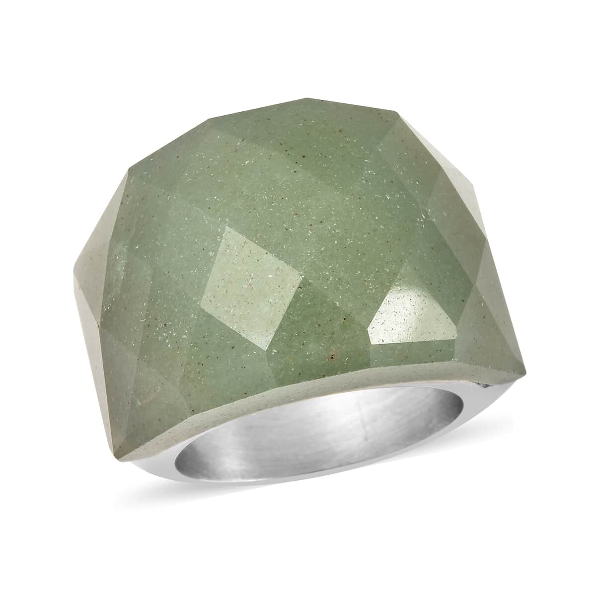 40 ctw Green Aventurine Ring in Stainless Steel image number 0