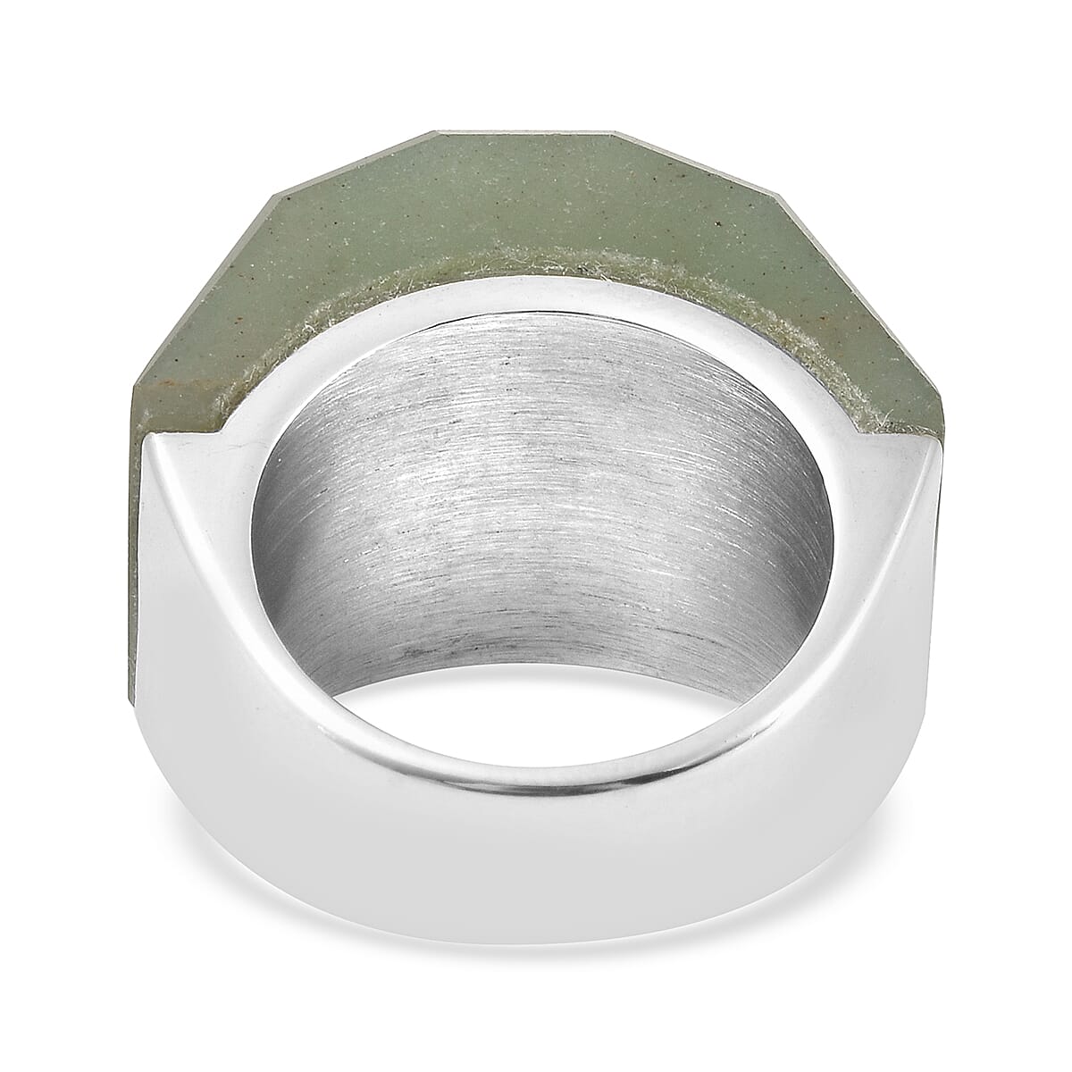 40 ctw Green Aventurine Ring in Stainless Steel (Size 6)