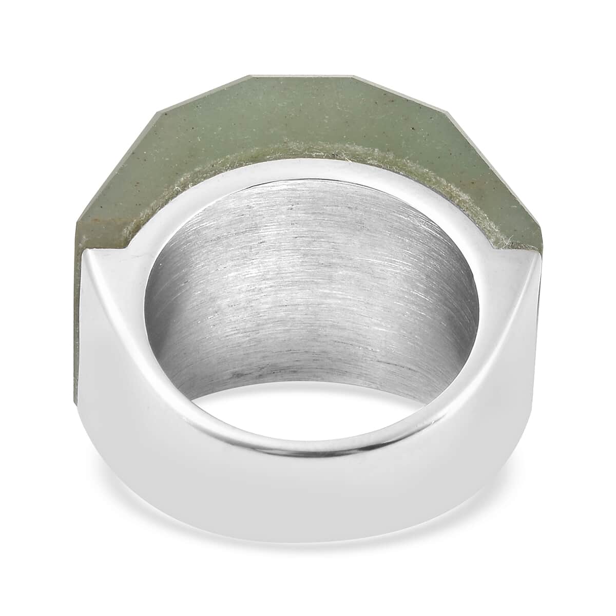 40 ctw Green Aventurine Ring in Stainless Steel image number 4