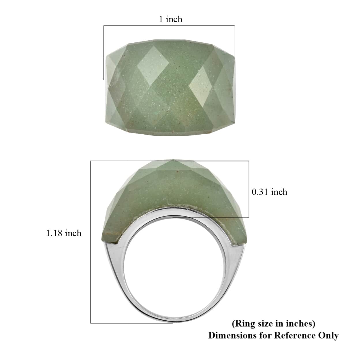 40 ctw Green Aventurine Ring in Stainless Steel image number 5