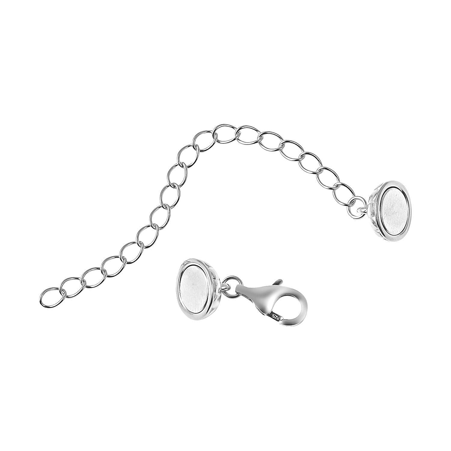Sterling Silver Round Shape Magnetic Lock Extender 2 Inches 2.20 Grams